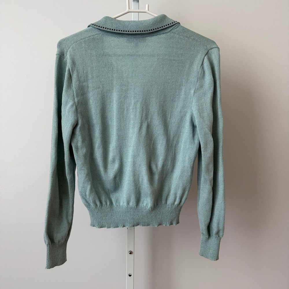 St. John Sport S Blue Cardigan Wool Collared Button Luxury Designer Old Money - Picture 7 of 7